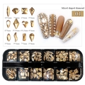 Set di cristalli per nail art oro champagne con 12 forme miste e dettagli sulle taglie - Stile Oro Champagne (01)