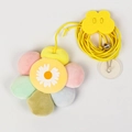 Hanging plush sunflower cat toy with colorful petals, bells and elastic cord accessory - Adhesive Hook Flower