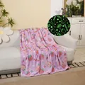 Purple strawberry glow-in-the-dark flannel blanket with sweet print for cozy nights - Strawberry / 100*150cm