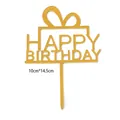 Golden acrylic Happy Birthday cake topper measuring 10x14.5cm, set of 10 pieces pack - Bow Happy Birthday Style (Gold) / 10 Pcs
