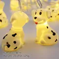 Christmas LED string lights with 10 cute spotted puppy dog covers in warm white glow - Dalmatian Puppy (1.8m 10 LEDs - 2AA Constant Light Battery Box)