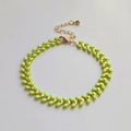 Layered gold alloy bracelet featuring neon green leaf-shaped charms and lobster clasp - Single Piece/Gold Fluorescent Green Leaf Alloy