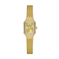 Montre carrée dorée pour femme avec bracelet à motif épi et lunette en cristal - Cadran Or Or