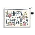 Floral Happy Birthday large coin purse pouch with a black zipper and side loop - Bee Floral Illustration Style (17)