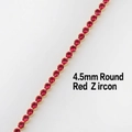 Gold plated box chain necklace featuring 4.5mm round red zircon stones in a bezel setting - Round Red Zircon 4.5mm Necklace