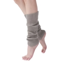 Oatmeal knit leg warmers with vertical ribbed texture for women's winter fashion - One Size / Light Gray