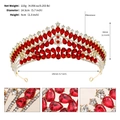 Tiara nupcial dorada con diamantes de imitación rojos y medidas de 14,5x6cm - Estilo Rojo (TS-J3256GRED)
