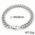 Klassieke zilveren titanium stalen Cubaanse schakelarmband, 180x8mm met karabijn - Stijl A-8mm-180mm(KB165956-ZZ)