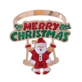 Golden Santa Claus napkin ring with colorful enamel Merry Christmas swing design - Z1093-4 Merry Christmas Swing Santa