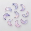 Pink and purple gradient crescent moon charms with gold glitter for DIY jewelry - Light Blue Purple Gold Flake