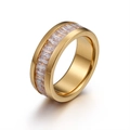 Modieuze vergulde roestvrijstalen ring met sprankelende zirkonia stenen - US 6 / Gouden Pavé Stijl (KR40307-K)