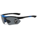 Sport-Radbrille in Schwarz und Blau mit grauen, bruchsicheren Gläsern für Outdoor - Blauer Rahmen Graue Linsen