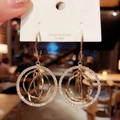 Baroque rhinestone hoop earrings in gold with 925 silver needles and multi-ring sphere design - Gold Multi-layered Nested Hoop