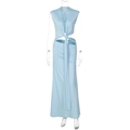 Detailed close-up of light blue cutout maxi dress with waist ties and flowing fabric - S / Sky Blue