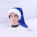Plush blue Christmas hat with white faux fur trim and LED lights on a studio mannequin - Royal Blue 32*75cm