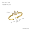 Detail view of 18k gold plated maple leaf ring with three teardrop zircon stones - Maple Leaf Style (ZX700)
