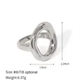 Anillo ovalado hueco de acero inoxidable plateado de 6,37g disponible en tallas 6 7 8 - US 6 / Plata (JDR2403002-S)