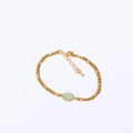 Collana a catena Figaro placcata in oro con ciondolo in pietra naturale di avventurina verde - Braccialetto di avventurina verde