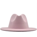Classic wide brim wool felt fedora hat for women in light pink minimalist elegant style - Pink