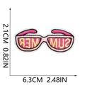 Detailed size specifications for pink summer sunglasses embroidered patch, 6.3cm x 2.1cm - No.14-Summer Sunglasses