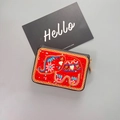 Bohemian style beaded coin purse with blue elephant pattern and red embroidery decoration - No.18 (Blue Elephant)