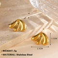Polished gold wavy geometric stud earrings in stainless steel, 23mm wide and 17mm high - Gold Polished Wave Stud Earrings