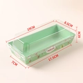 Rectangular sandwich box with green paper tray and transparent lid with Enjoy Life print - Large Rectangular Green Pigeon