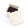 Square ivory jewelry gift box with fan pattern texture and black velvet interior - Scallop Pattern Beige / 5*5*3 Ring Box