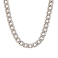 Collar de cadena cubana de acero inoxidable plateado pulido de estilo hip-hop básico - Color Acero