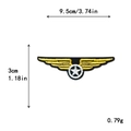 Golden wings embroidery patch with white star center, size 9.5cm by 3cm military style - GZ-0001 (Black Wings Star)