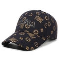 Donkerblauwe baseballpet met gouden sterrenpatroon en 3D DM&LA borduursel - Verstelbaar / Marineblauw