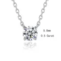 S925 sterling silver necklace featuring 0.5ct moissanite pendant with 5.0mm diameter - Four Prong Moissanite (FDDZ-073) / 5MM/0.5 Carat