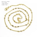 Detailed shot of 45cm+5cm gold copper ball chain with 2.4mm square beads on white background - Square Bead Chain