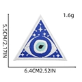 Macro detail of blue Evil Eye embroidered patch with size dimensions 5.5x6.4cm - Blue Eye 2#