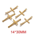 Pack de cinco conectores de cruz en acero inoxidable dorado para bisutería DIY 14x30mm - Pequeño (14*30MM) / Dorado