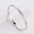 Bracciale ovale in acciaio argento con strass scintillanti misura 17 - Taglia 17 / Color Acciaio