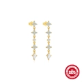 Classic S925 sterling silver gold-plated long drop earrings with blue and clear zircons - Light Blue Clover Tassel (Gold #4)