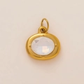 Golden oval stainless steel pendant featuring a clear faceted birthstone inlay - June Oval Birthstone Pendant Only (Without Chain)