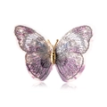 Elegante spilla a farfalla dorata con ricamo sfumato in rosa e viola - Viola
