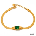 Bracciale a catena serpente in acciaio inossidabile con gemma ovale verde dorata - Verde Oro (SBK057)