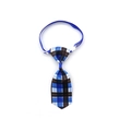 Blue and white plaid pet necktie with adjustable strap for small dogs and cats - 16-Blue White Black Plaid Necktie