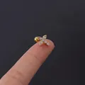 Golden 16G stainless steel cross cartilage stud earring with cubic zirconia and screw back - Cross Style (11#) / Gold