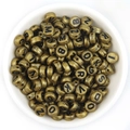 DIY round golden acrylic beads with black letters for jewelry making in a white bowl - Imitation Gold + Black Text