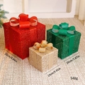 Three-piece Christmas gift box set in red, green, and gold with bows for holiday decor - Red Green Gold Mesh Gift Boxes 3Pcs