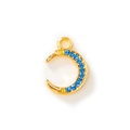 Colgante de luna dorada con cristales azules para joyería DIY y collares - Oro Circonita Azul