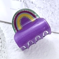 Graziosa pinza per capelli in acrilico viola con motivo arcobaleno e glitter da donna - Arcobaleno