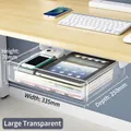 Grande cassetto trasparente sotto la scrivania con dimensioni 335x250x70mm per l'ufficio - Trasparente / Piatto / Grande
