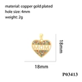 Détail du pendentif cœur MOM plaqué or 18K avec zircons colorés et spécifications - Cœur MOM d'Or-P03413