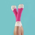 Pink donut themed checkerboard socks for sports featuring a dessert print design - Strawberry Fruit Popsicle Mid-calf