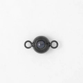 Conector de bola de proyección negro de acero inoxidable con piedra azul profundo - Negro Doble Lazo Doble Agujero